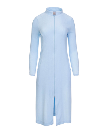 Oh! Zuza R04 Light Blue Zip Up Long Bath Robe myselflingerie.com